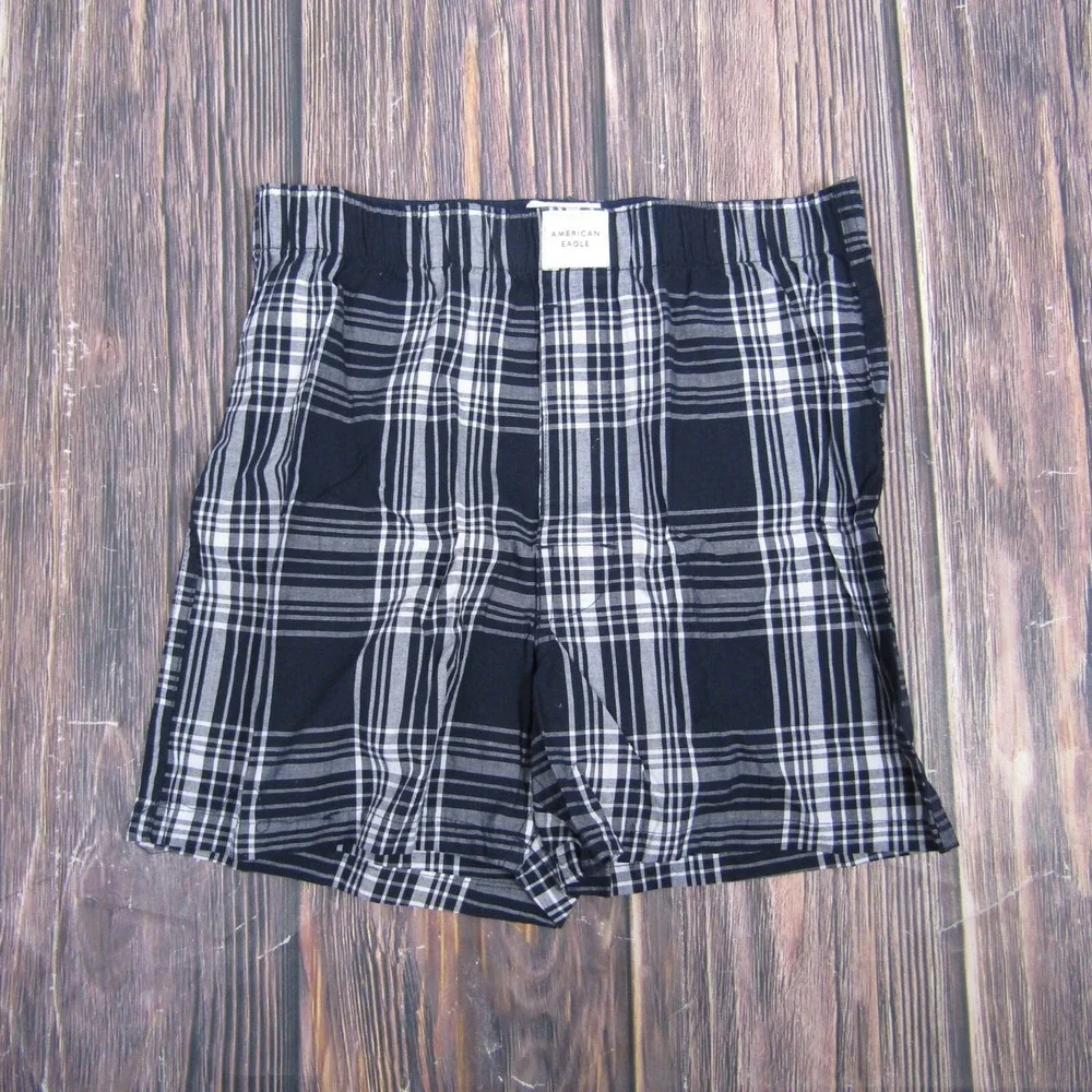 American‎ Eagle NEW Mens XS Boxer Shorts Black Plaid